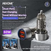 ราคา WEKOME King Kong Mini 60W Car Charger Super Fast Charge QC3 0 Dual Port Car Charger โปร่งใสสไตล์อุตสาหกรรม (43824793476)