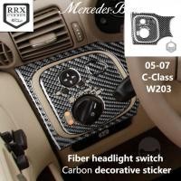ราคา Mercedes Benz 05 07 C Class W203 คาร์บอนไฟเบอร์ไฟหน้าแผงสวิตช์สติกเกอร์ตกแต่งการปรับเปลี่ยนภายใน (41766529901)