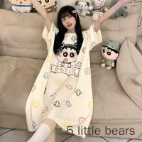 ราคา Crayon Shin Chan Nightdress ฤดูร้อนบางน่ารักความยาวกลางฤดูร้อนแขนสั้น Plus Size (29479863839)