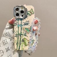 ราคา พร้อมเลนส์ที่มองไม่เห็นวงเล็บฟิล์มป้องกันเคสโทรศัพท์สําหรับiphone 15Pro Max 11 12 13 Pro Max 15 Plus 12pro 13promax 14proสีเขียวไม้ไผ่ผีเสื้อรูปแบบปกหลังพร้อมสร้อยข้อมือ (25081725259)