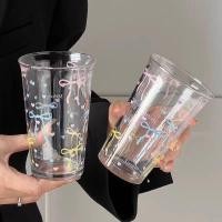 ราคา แก้วถ้วยกาแฟโบว์น่ารักถ้วยน้ําถ้วยอาหารเช้าที่เรียบง่ายถ้วยแก้วใส (29817865513)