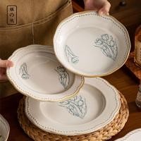 ราคา จานสไตล์ญี่ปุ่นชามข้าวทนอุณหภูมิสูงจานผักเซรามิกชุดเคลือบใหม่จานกลมจานลึก (44217927073)