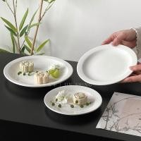 ราคา จานเซรามิคสีขาวเรียบง่ายจานเค้กเกาหลีจานขนมกลมจานผลไม้จานขนม (26084216525)