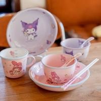 ราคา ซานริโอ จานเซรามิคทนอุณหภูมิสูงน่ารักจานอาหารค่ําเด็กรอบชามข้าวช้อนชุด (27483996411)