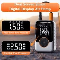 ราคา ปั๊มลมรถยนต์ไร้สายรถจักรยานยนต์รถยนต์อัจฉริยะแบบพกพาชาร์จอัตโนมัติหยุดการวัดยางกําลังสูงกดยาง (44475144779)