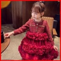 ราคา ชุดเจ้าหญิงฤดูหนาว สไตล์แฟชัน สำหรับเด็ก สีแดง พร้อมกระโปรงพองและขนแกะ (54751478760)