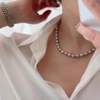 ราคา สร้อยคอมุกน้ำจืดรูปทรงบาร็อค สีเทาเงิน (41624521939)
