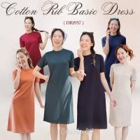 ราคา DR1957 เดรสผ้ายืดเกาหลีคอกลม ใส่สบายทุกโอกาส (3745987543)