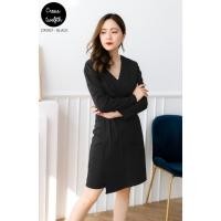 ราคา DR1921 เดรสผ้าซาร่า แขนยาว ด้านหน้าเพิ่มดีเทล จับจีบทั้งช่วงตัวและกระโปรง เพิ่มความเก๋อีกนิดด้วยดีไซน์ทำป้ายช่วงกระโปรง (6456393447)