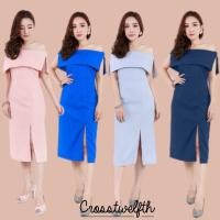 ราคา DR1990 เดรสเปิดไหล่ผ้ามอสเครป ผ่าข้างแขนเบาๆ เดรสทรงสอบผ่าหน้าชุดนี้ เหมาะกับปาร์ตี้หรู งานอลัง (5256727901)