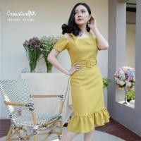 ราคา DR2361 เดรสผ้าฝ้ายผสมลินิน กระโปรงทรงเอ ชายระบาย (4658109365)
