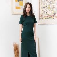 ราคา DR2264 เดรสผ้ายืดเกาหลีคอกลมดีไซน์เรียบ (20415110088)