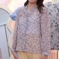 ราคา TP517 เสื้อชีฟองลายดอกสีชมพู ดอกม่วงฟ้า (44073401679)
