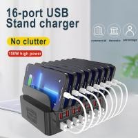 ราคา สถานีชาร์จ USB หลายพอร์ต 16 พอร์ต USB Charger Hub 5V 2A 150W USB High power Fast Charging Wall Charger พร้อมที่วางโทรศัพท์สําหรับแท็บเล็ตโทรศัพท์มือถือ (27982475410)