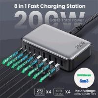 ราคา 200W Gan3 USB Charger Station 20V 5A Fast Charging Desktop Charge Hub Wall Charger สําหรับ Universal โทรศัพท์มือถือแท็บเล็ต (24845041436)
