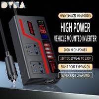 ราคา DYNA Power Adapter 200W High Power Universal Car Inverter แบบพกพามัลติฟังก์ชั่นดิจิตอลจอแสดงผล QC 3 0 USB Type C Charger รถแปลงซ็อกเก็ต (41010725426)