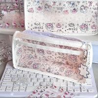 ราคา กล่องดินสอใส อิน ดอกไม้ปากกากระเป๋าสองชั้นกระเป๋าดินสอของขวัญนักเรียน (42860267686)