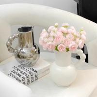 ราคา แก้วใส่ดอกไม้พลาสติกสีขาวสไตล์ Nordic สำหรับตกแต่งโต๊ะทำงานและห้อง (44370906126)