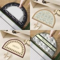 ราคา พรมเช็ดเท้าลายดอกไม้วินเทจครึ่งรอบพรมปูพื้นดูดซับอย่างรวดเร็วตกแต่งบ้านทางเข้า (40308235611)