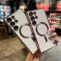 ราคา SAMSUNG สําหรับsamsung Galaxy S25 S24 Ultra S23 S22 Plus 5G 2025 กรณีหรูหราชุบแม่เหล็กสําหรับS24Ultra S23Ultra S22Ultra S25Ultra S24Plus S25Plusป้องกันนุ่มกลับกรณี (27279173914)