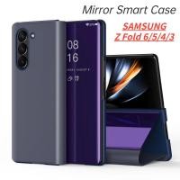 ราคา พื้นผิวกระจกสําหรับ Samsung Galaxy Z พับ 7 6 5 4 3 5G กรณีสมาร์ท Auto สําหรับ ZFold6 ZFold5 Fold6 Fold5 Fold7 ZFold Fold4 Fold3 ZFold7 หนัง Hard Flip Cover (28855627517)