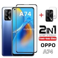 ราคา 2in1 ฟิล์มกระจกนิรภัยกันรอยหน้าจอ แบบเต็มจอ สําหรับ OPPO A74 4G A 74 A95 OPPO A74 5G (19706689563)
