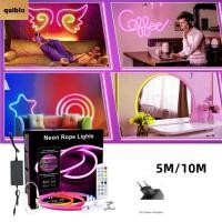 ราคา QUIBLO ไฟ LED เชือกนีออน พร้อมบลูทูธ 5M 10M นีออน LED Strip รีโมทคอนโทรลกันน้ําในร่มกลางแจ้งแสงนีออนเชือกไฟ (48150878272)