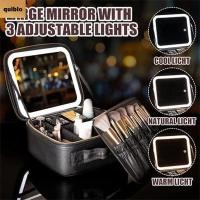 ราคา QUIBLO กระเป๋าแต่งหน้า มีกระจก ความจุขนาดใหญ่กระเป๋าจัดระเบียบเครื่องสําอาง แบบพกพาไฟ LED พาร์ทิชันที่ถอดออกได้กันน้ําช่างแต่งหน้ากระเป๋าเดินทาง (40421668993)