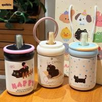 ราคา QUIBLO ขวดน้ําเก็บความร้อน การ์ตูนแมวพร้อมที่จับถ้วยสูญญากาศ แบบพกพา 500ML ฝาปิดฟาง 316 ถ้วยฉนวนสแตนเลสเด็กชายและเด็กหญิง (55101826027)