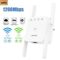 ราคา QUIBLO ตัวขยายสัญญาณ WiFi 1200Mbps Dual Band WiFi Repeater Universal Strong สัญญาณ 2 4GHz 5GHz ขยายสูงสุด 200 เมตรสัญญาณ Booster Office (49650943169)