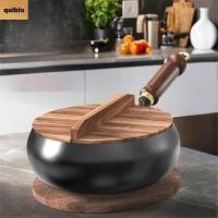 ราคา QUIBLO กระทะ หม้อเหล็กหล่อ NonStick ไม่เคลือบ ทําด้วยมือปลอมพร้อมฝาปิดไม้กระทะจีนเตาแม่เหล็กไฟฟ้าแก๊ส (47150942994)