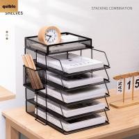 ราคา QUIBLO ชั้นวางแฟ้ม Stackable ที่ถอดออกได้แฟ้มชั้นเก็บ Minimalism Super ความจุการจัดการเอกสาร A4 กระดาษจัดเก็บ Desktop Organizer Office (45351168755)