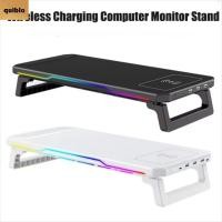ราคา QUIBLO PC Monitor Stand 3 USB 2 0 พอร์ตไร้สายชาร์จแล็ปท็อป Monitor Holder พร้อมไฟ Type C Ergonomic แล็ปท็อปชั้นเก็บ (41623599044)