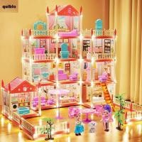 ราคา QUIBLO Dream DollHouse Castle ของขวัญวันเกิดพร้อมไฟ LED Villa Princess Castle Assembly Toy House Building Big Villas Castle ของเล่นเจ้าหญิง (41076109749)
