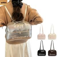 ราคา QUIBLO กระเป๋าเป้สะพายหลังPUหนังแท้ ทรง tote ความจุมาก สีทึบสำหรับผู้หญิง (58150913240)