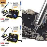 ราคา QUIBLO 15PCS หัวแร้งไฟฟ้าเชื่อมชุดเครื่องมือ 60W Europlug หัวแร้งชุด แบบพกพาสีดําสีฟ้า Afjustable อุณหภูมิ 200 450 กล่องเครื่องมือปากกาบัดกรี (56351173552)