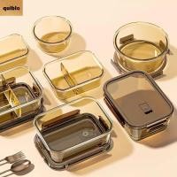 ราคา QUIBLO กล่องอาหารกลางวันแก้วพร้อมฝาปิดกล่องเบนโตะปิดผนึก Crisper ไมโครเวฟภาชนะเก็บอาหารทนความร้อนบนโต๊ะอาหารในครัวเรือน (51101138781)
