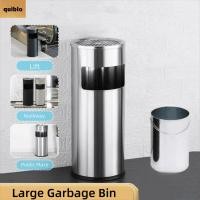 ราคา QUIBLO ถังขยะขนาดใหญ่ ถังขยะสแตนเลสทรงกลม กลางแจ้งทนทานยืนถังขยะทรงกระบอกสูงสําหรับขยะแห้ง Disposal (48300947891)
