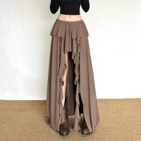 ราคา Cutenew เอวสูง Ruffle Design กระโปรงแยก Appear Taller แสงบางผู้หญิงฤดูร้อนสไตล์อเมริกันวินเทจ (52001540439)