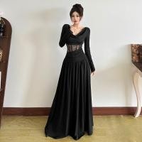 ราคา Cutenew Chic Lace Trim Off Shoulder Long Sleeve Dress พร้อมเอว Dinning Silhouette สําหรับดูอเนกประสงค์ (51701098985)