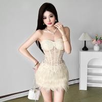 ราคา น่ารักใหม่ กระโปรงสูทเซ็กซี่ลูกไม้เย็บปะติดปะต่อกันห่อหน้าอกเสื้อกั๊ก เอวสูงออกแบบ วิลลัส กระโปรง2ชิ้นชุดสไตล์สาวเผ็ด (50551946282)