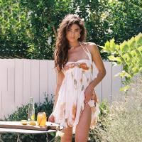 ราคา Cutenew Ruched Elegant Dress ผู้หญิง Halter คอโลหะปลาดาวตกแต่ง Backless Ruffles Hem Y2K หวานสไตล์ Mini Bodycon (41255202377)