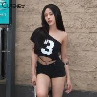ราคา Cutenew พิมพ์เสื้อกล้ามผู้หญิงฤดูร้อนสไตล์วินเทจ Streetwear เสื้อครอปสีดํา (27452859893)