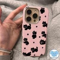 ราคา เคสไอโฟน 13 สำหรับ IPhone 15 13 11 16 14 12 ProMax 15 14 16 6 6S Plus XS XR X SE2 SE3 เคสหนังลายแมวการ์ตูนสุดเท่สีดำ (43864503046)