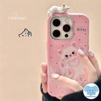 ราคา เคสไอโฟน13 สำหรับ IPhone XR 11 16 15 13 14 12 ProMax 15 14 16 6 6S Plus XS X SE2 SE3 เคสหนังลายแมวสีชมพูแสนหวานและน่ารัก (41061728430)