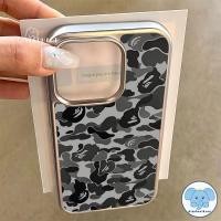 ราคา สำหรับ IPhone 16 11 15 13 12 14 Pro Max XR X XS Max 16 7 8 15 Plus เคสกรอบเคลือบไฟฟ้าสุดหรูลายพรางสีเขียวทหาร (40318552023)