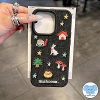 ราคา สำหรับ IPhone 11 16 12 13 15 14 Pro Max XR X XS Max 7 14 16 8 15 Plus น่ารัก น่ารัก ปักลายต้นกระต่าย ซองหนังลายเห็ด (42925497172)