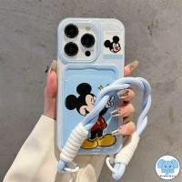 ราคา เคสมิกกี้เม้าส์ สีฟ้า เข้ากันได้กับ เคสไอโฟน 13 11 16 XR 15 14 12 Pro Max 7 8 Plus X XS Max SE ฝาปิดช่องใส่กระเป๋าสตางค์ (29273261677)