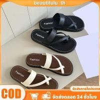 ราคา รองเท้าแตะส้นแบนสไตล์เกาหลีสำหรับผู้หญิง สายไขว้ เหมาะสำหรับหน้าร้อนและชายหาด Beautifulu th (51901384476)