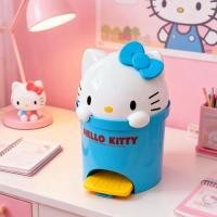 ราคา HelloKitty ถังขยะแบบกดด้านบนน่ารักสะดวกห้องนอนหอพักเดสก์ท็อปถังขยะสีฟ้า Sundries (57001828165)